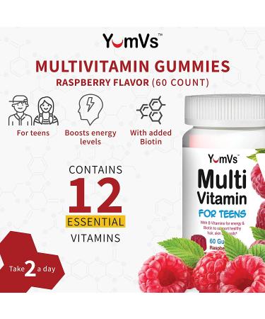 YumVee Raspberry Multivitamins for Teens | 60 Jellies - Essential Nutrients - Buy Online on GoSupps.com