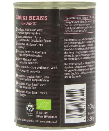 Buy Biona Organic Aduki Beans 400g (Pack of 12) - Healthy Nutrient-Rich International Shipping Available - Buy Online on GoSupps.com