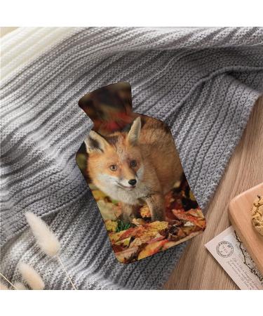 Fox Leaf Hot Water Bottle with Plush Cover - Cozy Bed Warmer for Adults & Children | 26.5x15.3cm - Buy Online on GoSupps.com