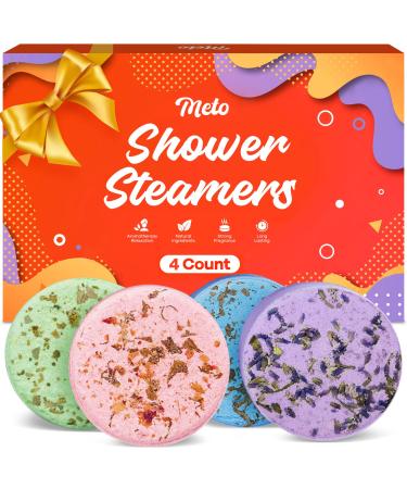 Meto Shower Steamers Aromatherapy (4 Count)  Bath Bombs with Essential Oils and Various Scents (Rose  Eucalyptus  Lavender  Mint). Self Care and Anxiety Relief  Birthday Gifts for Women and Men 4 Count (Pack of 1)