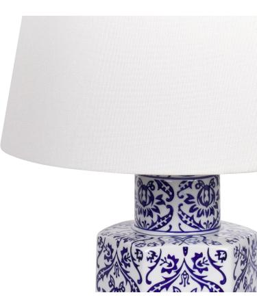 Marcelin Blue & White Porcelain Vase-Shaped Table Lamp with Cone Fabric Shade - Elegant Home Lighting - Buy Online on GoSupps.com
