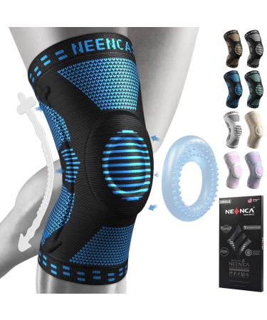 NEENCA Knee Brace Knee Compression Sleeve Support for Men Women with Patella Gel Pads & Side Stabilizers Medical Grade Knee Pads for Running Meniscus Tear ACL Arthritis Joint Pain Relief 3XL Blue