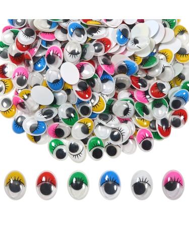 TOAOB 252pcs Wiggle Googly Eyes Self Adhesive with Eyelashes Oval Assorted Colors 12x16mm Craft Eyes Plastic Sticker Eyes for DIY Crafts Scrapbooking Decoration