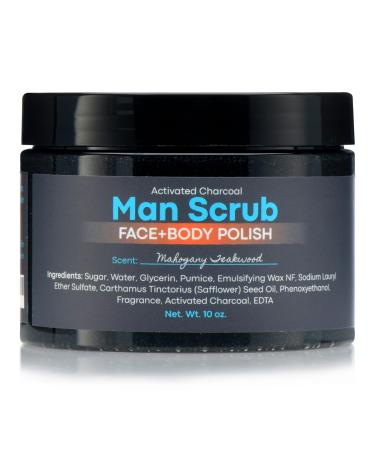 Joli Noir - Face Scrub For Men - Mens Face + Body Scrub - Fight Acne Detox & Exfoliate Rough Dull Skin - Exfoliating Face And Body Polish Sugar Scrub With Activated Charcoal