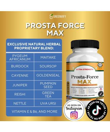 Prosta-Force Max Extra Strength Prostate Support Natural Herbal Supplement with Saw Palmetto Pygeum Plant Sterols 60 Capsules (2) - Buy Online on GoSupps.com