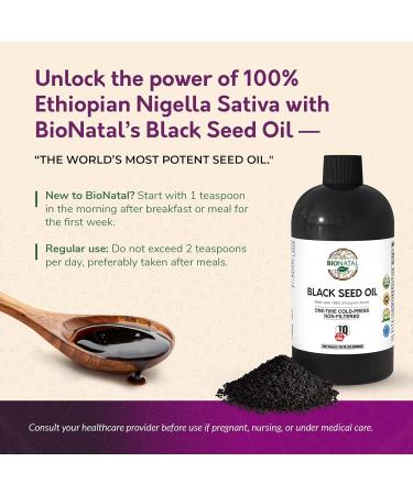 BioNatal Ethiopian Black Seed Oil 16oz PET/Plastic Bottle Cold Pressed Nigella Sativa Black Cumin Seed Oil Unrefined & Non-Filtered High TQ Up to 4.64% Supports Immune System Digestive 16 Fl Oz (Pack of 1) PET (Plas  - Buy Online on GoSupps.com