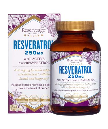 Reserveage Resveratrol 250 mg Antioxidant Supplement 250 mg  - 60 Capsules
