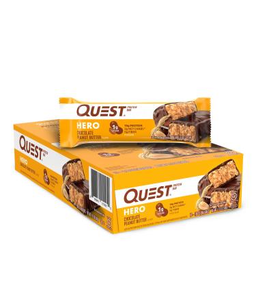 Chocolate Peanut Butter Hero Quest Nutrition Protein Bar, High Protein, Low Carb, Gluten free, 1.90 Ounce (Pack of 10) Chocolate  10 Count (Pack of 1)