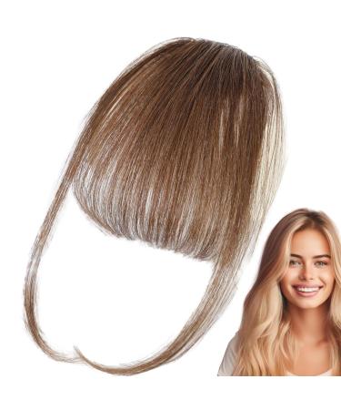 Bang Clip in Hair Extensions | French Bangs Clip on Hair Bangs Extensions - French Bangs Clip on Fake Fringe Stylish Natural Color Fringe Hairpieces for Girls Women brown