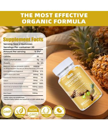 ALOPOA01 Magnesium Glycinate Gummies 1000mg Non-GMO Gluten-Free Magnesium Supplement Gummies for Adults & Kids Sleep Relaxation & Focus Pineapple Flavor 90 Count - Buy Online on GoSupps.com