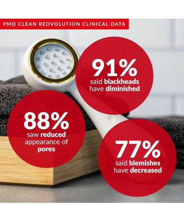 PMD Clean Redvolution - Smart Facial Cleansing Device with Silicone Brush & Red Light Therapy for Smoother Skin Fine Lines Reduction & Firming - Face & Body Care - Buy Online on GoSupps.com