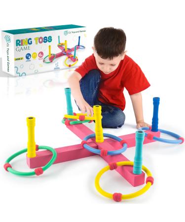 Ring Toss Game for Kids, Adults, and Family - Easy to Carry Soft Plastic and Foam Indoor Holiday Game or Fun Outdoor Yard Games for Kids / Parties, Easy to Setup