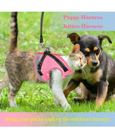 Adjustable Reflective Cat Harness and Leash Set - Escape Proof Kitten Puppy Vest for Walking - Breathable Safety Jacket XS - Pink - Buy Online on GoSupps.com