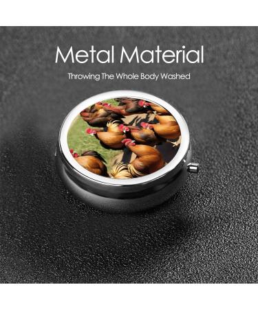 Farm Rooster Pattern Mini Round Pill Box | 3 Compartment Travel Pill Organizer | Portable Case for Home & Office - Buy Online on GoSupps.com