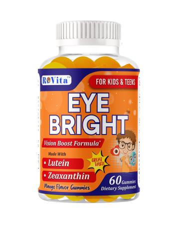 ROVita Lutein Zeaxanthin Gummies for Kids & Teens Eye Nutrient Gummies with 10mg Lutein & 2mg Zeaxanthin Vegan Non-GMO Mango Flavor 60 Gummies