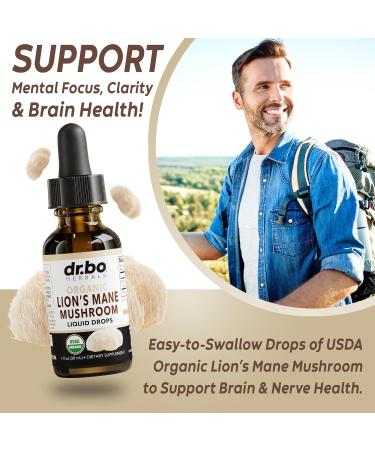 Lions Mane Mushroom Supplement Drops - Organic Lion's Mane Mushroom Liquid Tincture for Focus Fog Brain Health Supplements - Vegan Herbal Nervine Nootropic Organic Lions Liquid Supplement Extract 1oz - Buy Online on GoSupps.com
