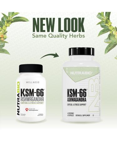 NutraBio Ashwagandha KSM-66 | Ashwagandha Herbal Supplement for Stress, Mood, & Performance | 600 MG of Clinically Studied KSM66 60 Capsules 60 Count (Pack of 1) - Buy Online on GoSupps.com