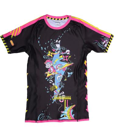 Sanabul Ronin Short Sleeve Compression Rash Guard - Combat Factory Black/Pink, Medium - Buy Online on GoSupps.com