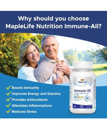 MapleLife Exclusive Formula Immune-All immune booster with Astragalus Ashwagandha Reishi Mushroom and American Ginseng - Buy Online on GoSupps.com