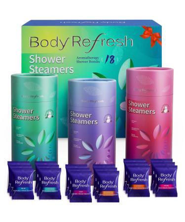 BodyRefresh Shower Steamers Aromatherapy - 18 Pack Shower Bombs with Essential Oils Self Care Christmas Gifts for Women Birthday Gifts for Women and Men Stocking Stuffers for Women Bloom Variety