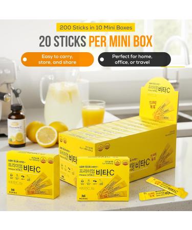 MOHNIC 200 Sticks Korean Vitamin C Powder with B2 Lemon Flavor VIT C Packets Natural C Blend Super C Mix Sufficient-C Style Pure C Blend from Korean Supplements - Buy Online on GoSupps.com