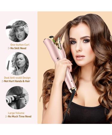 Auto Hair Curler - Automatic Curling Iron Wand with Rotating Barrel 4 Temps & 3 Timer Settings - Dual Voltage Fast Heating Gold - Buy Online on GoSupps.com