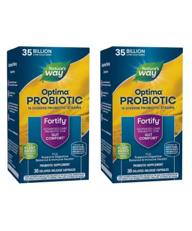 Nature's Way Fortify Optima Probiotic for Adults 35 Billion Cultures 15 Strains Supports Digestive Balance and Immune Health* No Refrigeration Required 30 Capsules (Packaging May Vary) - 2 Pack 60 Count (Pack of 1)