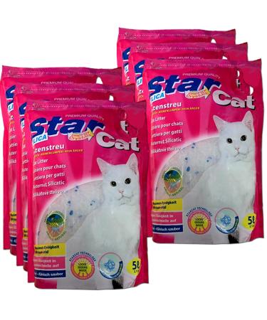 Star Cat silicate hygiene cat litter from the PowerCAT manufacturer 6x 5l (30l) with Magic Power Clean Crystals absorbed urine in a matter of seconds and has an antibacterial effect