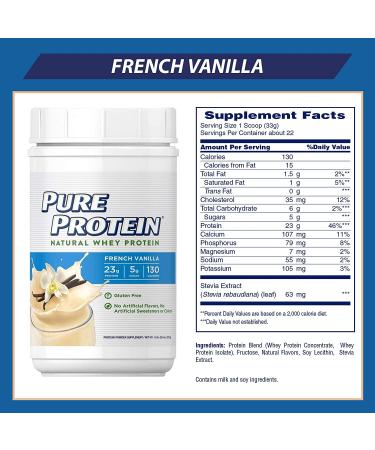 Pure Whey Protein Powder - Natural Vanilla, High Protein, Low Sugar, Gluten Free, 1.6 lbs - Buy Online on GoSupps.com