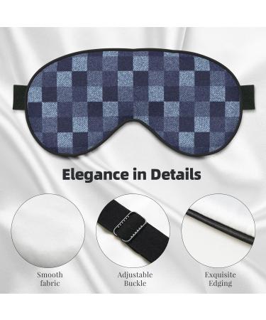 Blue Gingham Buffalo Check Eye Mask - Soft Sleep Cover & Travel Blindfold with Elastic Strap - Buy Online on GoSupps.com