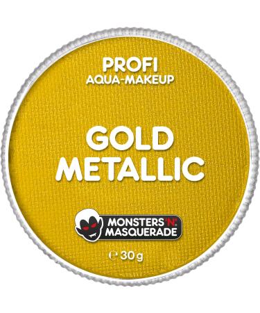 Monsters'n Masquerade - Profi Aqua Schminke Gold Metallic 30G |Water-based face and body make-up |Make-up theater m atmosphere Face color children