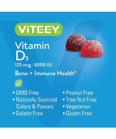 Ultra Strength Vitamin D3 Gummies 5000 IU for Bone Health & Immune Support - Berry Flavor Chewables for Adults, Teens & Kids - Buy Online on GoSupps.com