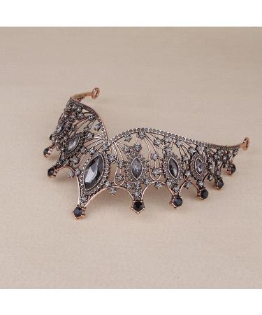 Vofler Black Witch Evil Queen Crown - Baroque Crystal Tiara for Women in Halloween Cosplay and Prom - Buy Online on GoSupps.com