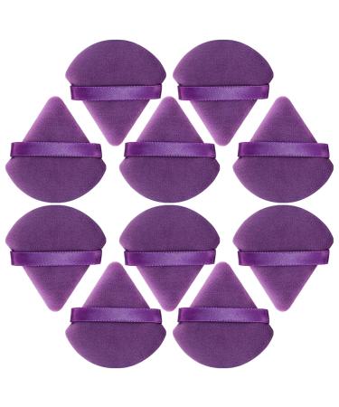 BEAKEY 10 Pcs Soft Triangle Powder Puffs for Face Powder - Latex-Free Makeup Puffs for Loose & Cosmetic Foundation, Ideal for Setting Powder and Liquid Foundation(Dark Purple) 10 Pcs Dark Purple