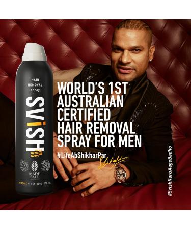 Svish On The Go Painless Body Hair Removal Spray for Men - 200ml | Made Safe Certified | Ideal for Chest Legs Under Arms | Includes Post Hair Removal Cream (25gm) - International Shipping Available - Buy Online on GoSupps.com