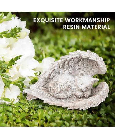 Vehoukli Cat Memorial Gifts Memorial Stone Cat Dog Grave Stones Pet Bereavement Gifts with Angel Wings Resin Statue For Sleeping Pets Dog Cat Memorial Bere(CAT) - Buy Online on GoSupps.com