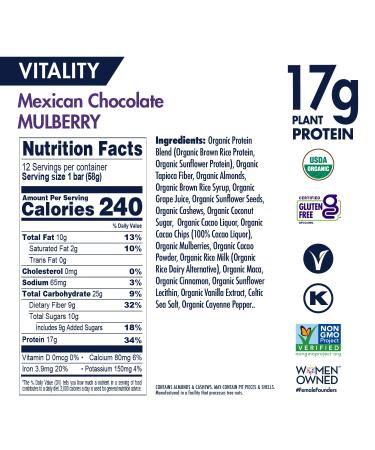 SHANTI BALANCE Mexican Chocolate Mulberry Bars - 17g Plant Protein, Gluten-Free Superfood | 12 Count - Buy Online on GoSupps.com