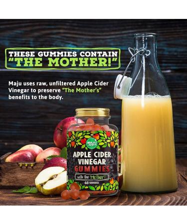 MAJU Apple Cider Vinegar Gummies with Mother - 1000mg for Weight Management & Detox | Unfiltered ACV, Gluten-Free, Low Sugar, Vegan - Buy Online on GoSupps.com