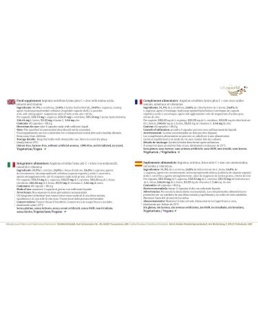 Vita World Pack of 3 Arginine Ornithine Lysine + Zinc + Vitamin C 3 x 60 Capsules Made in Germany - Buy Online on GoSupps.com