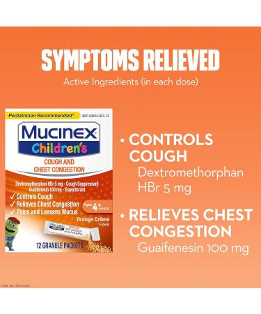 Mucinex Children's Chest Congestion & Cough Suppressant Mini-Melts - 12 Count Orange Cr me - Buy Online on GoSupps.com