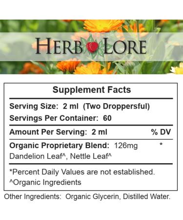Herb Lore Organic Dandelion & Nettle Tincture - Liquid Dandelion Leaf & Stinging Nettle Leaf Extract Drops (4 fl oz) 4 Fl Oz (Pack of 1) - Buy Online on GoSupps.com