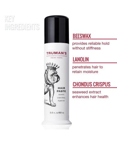 Truman's Men's Hair Styling Control Paste - Long-Lasting Hold with Beeswax and Lanolin - 3oz - Buy Online on GoSupps.com