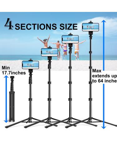 64 Inch Phone Tripod Selfie Stick with Wireless Remote - Perfect for Group Selfies, Live Streaming & Video Recording - Compatible with All Cellphones - Buy Online on GoSupps.com