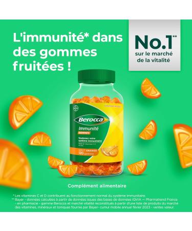 Berocca Immunity Gums - Multivitamin Dietary Supplement - 8 Vitamins and Minerals - Including Vitamin C D and Zinc - Supports Immunity in Everyday Life - Orange Flavor 120 Gums - Buy Online on GoSupps.com