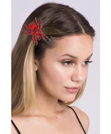 Halloween Sparkle Crystal Spider Hair Clips - Rhinestone Insect Barrette for Costume Dress-up in Red - Buy Online on GoSupps.com