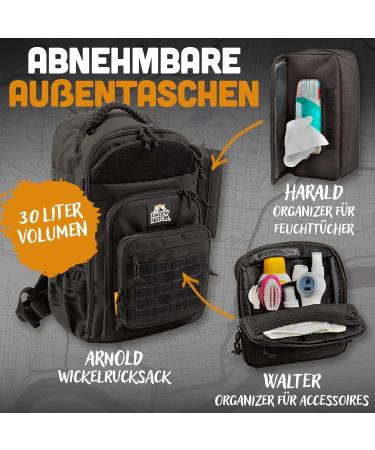 Daddynator: Big Arnold Changing Backpack for Dads | Includes Changing Pad Wet Wipe Organizer & Accessory Organizers | Complete Bundle - Buy Online on GoSupps.com