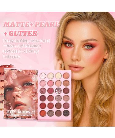 Makeup Palette 6 Colors Highlighters | Book Style 24 Colors Glitter Eyeshadow for Women Girls Makeup Travel Beauty Party Daily Scene - Buy Online on GoSupps.com