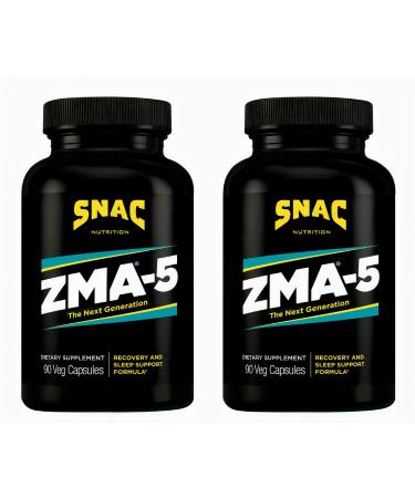 SNAC ZMA-5 with 5-HTP Recovery and Sleep Supplement That Supports a Healthy Immune System, 180 Capsules (2 Pack of 90 Count)