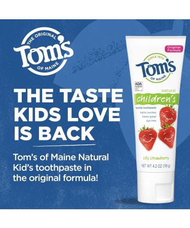 Tom's of Maine Natural Kid's Fluoride Toothpaste Silly Strawberry 5.1 oz. 2-Pack - Original Formula Included - Buy Online on GoSupps.com