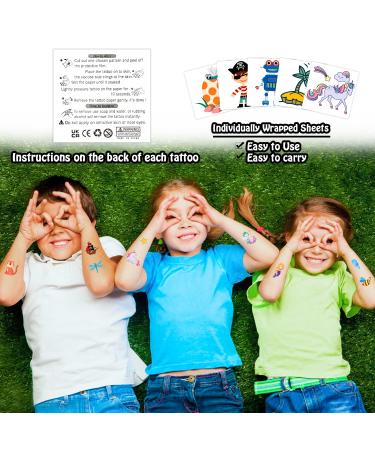 Partywind Kids Temporary Tattoos - 204 PCS Fake Tattoo Stickers for Kids Party Favors & Decorations - Buy Online on GoSupps.com